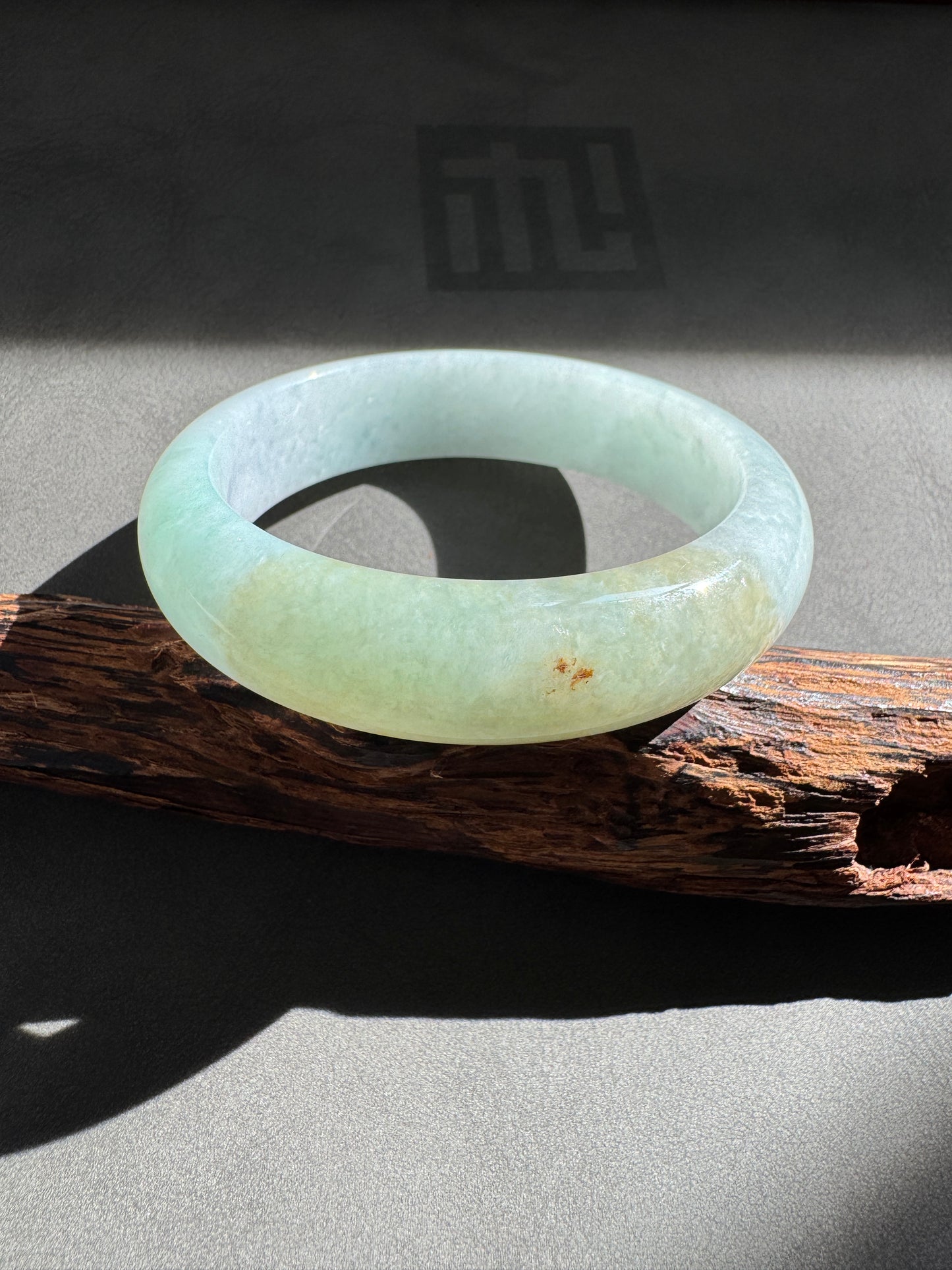 #0310 Icy Green Yellow Light Lavender Jade Bangle Size 55.8