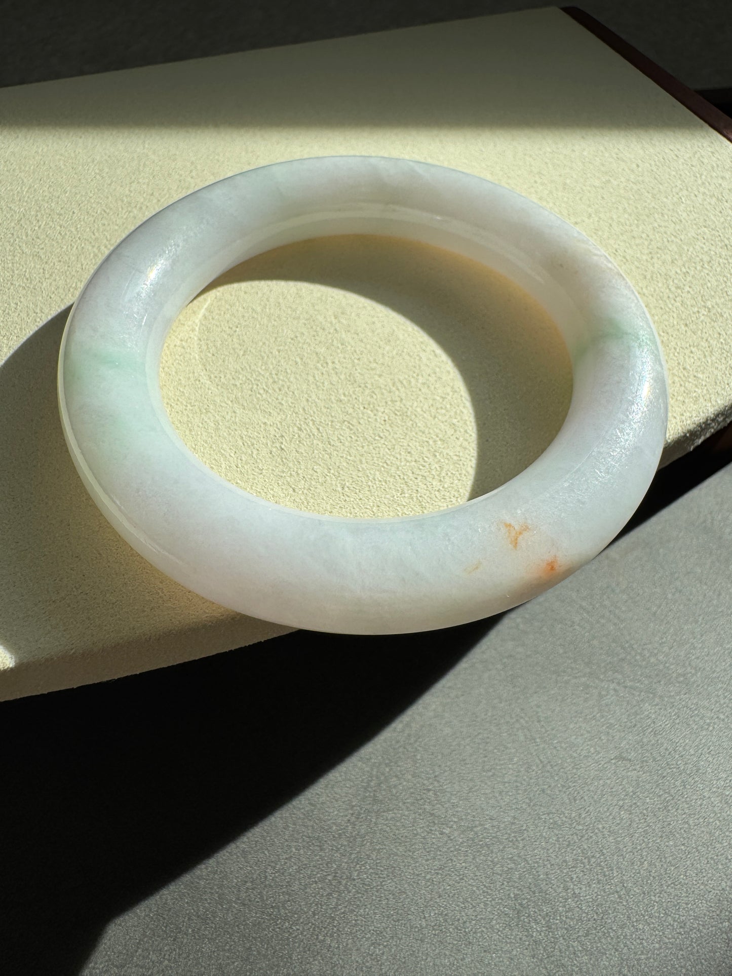 #0296 Baby Pink Lavender Green Red Flower Jade Bangle Size 53.8 (fits up to 55)