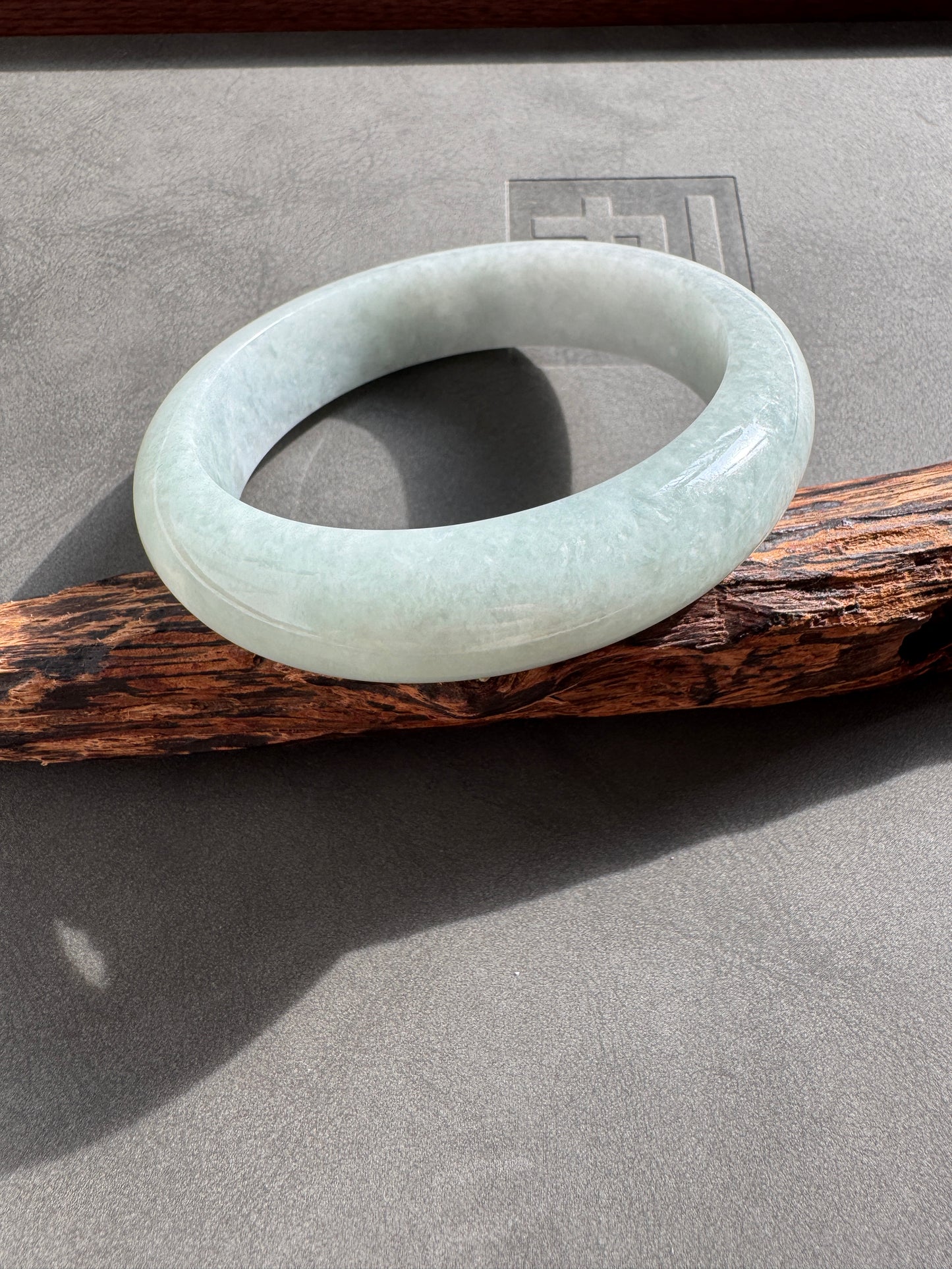 #0330 Light Lotus Green Jade Bangle Size 61.6