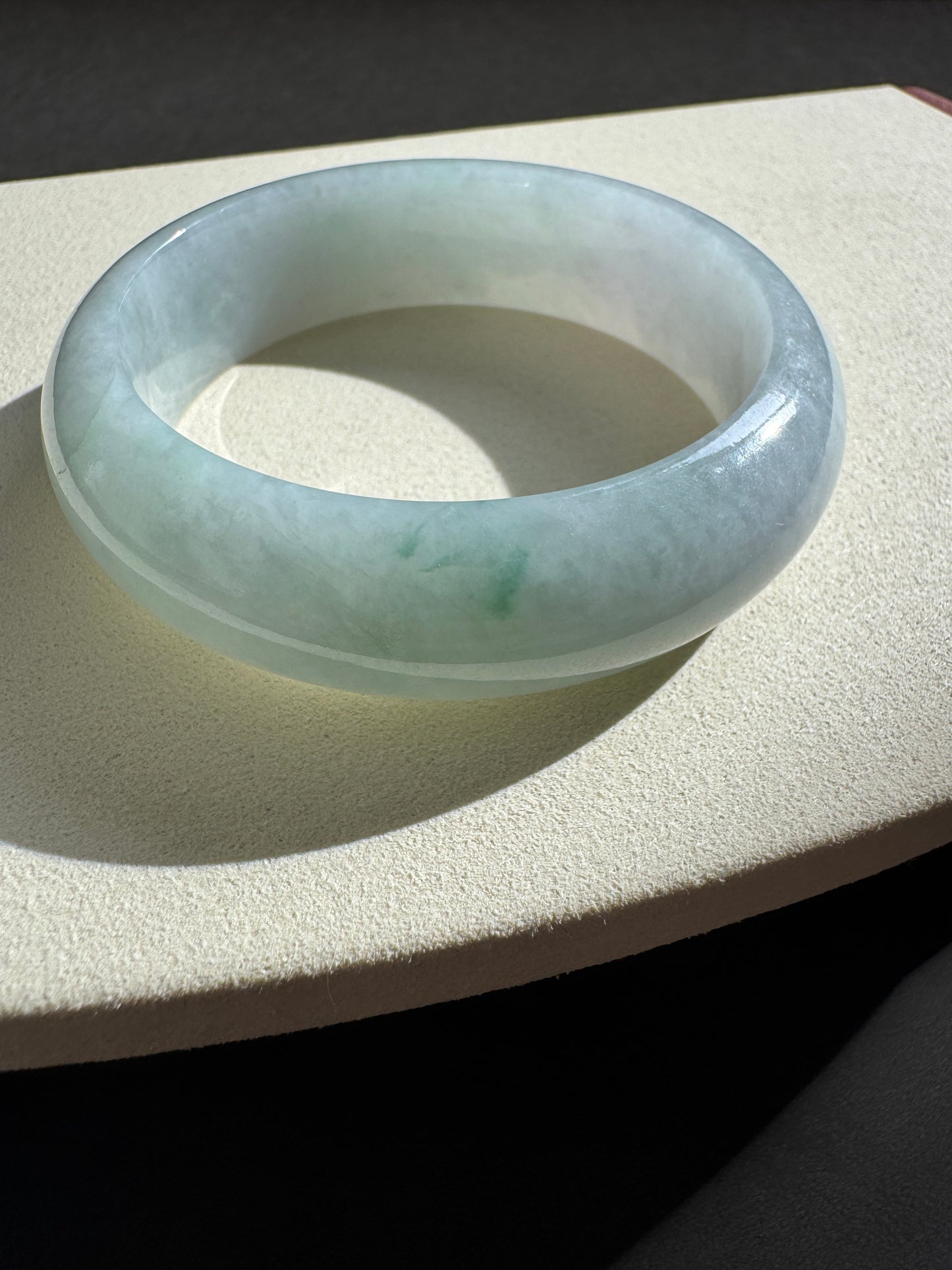 #0274 Icy Light Green Jade Bangle Size 52.2