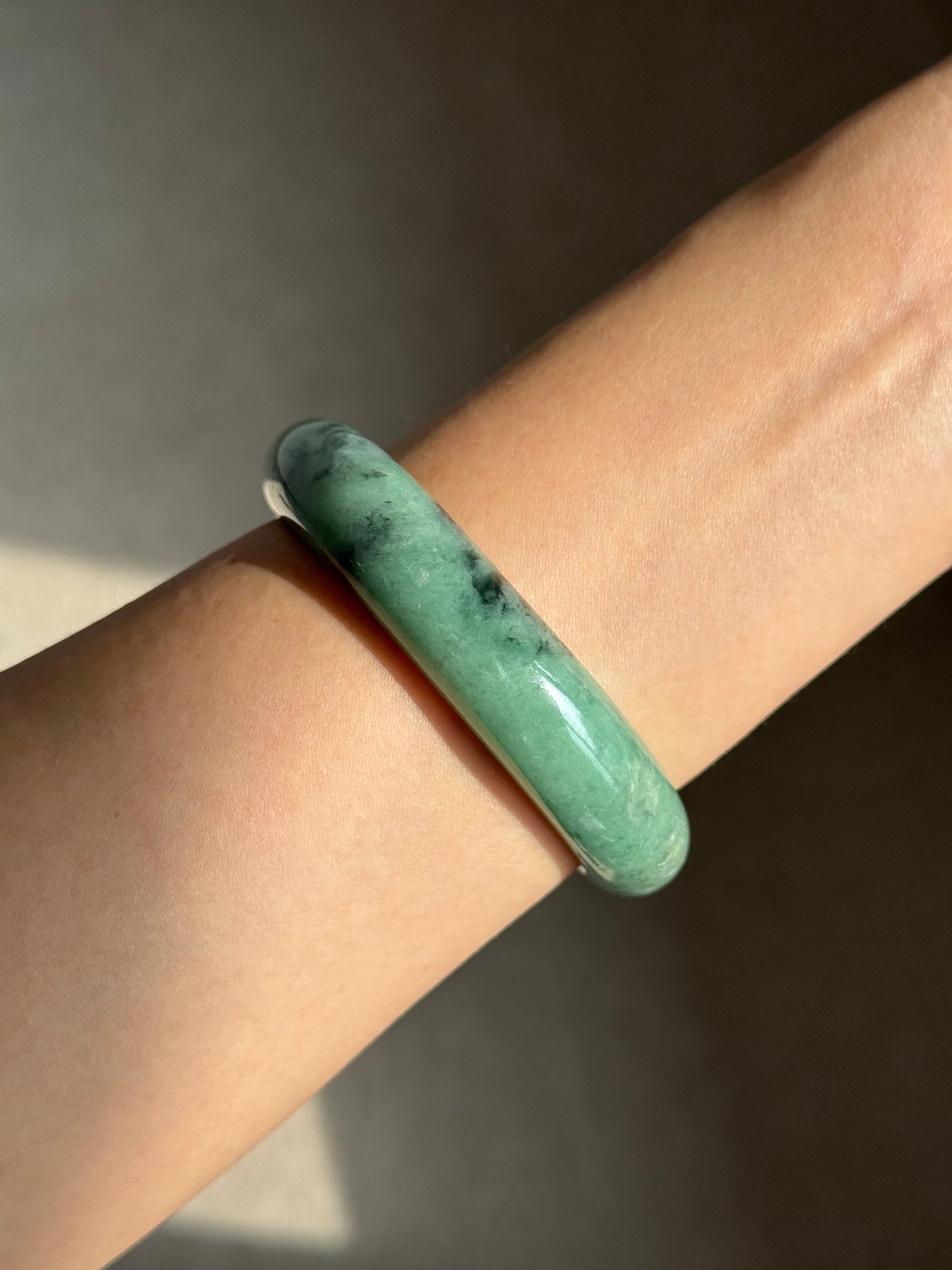 #0379 Rich Green Ink Jade Bangle Size 56.8