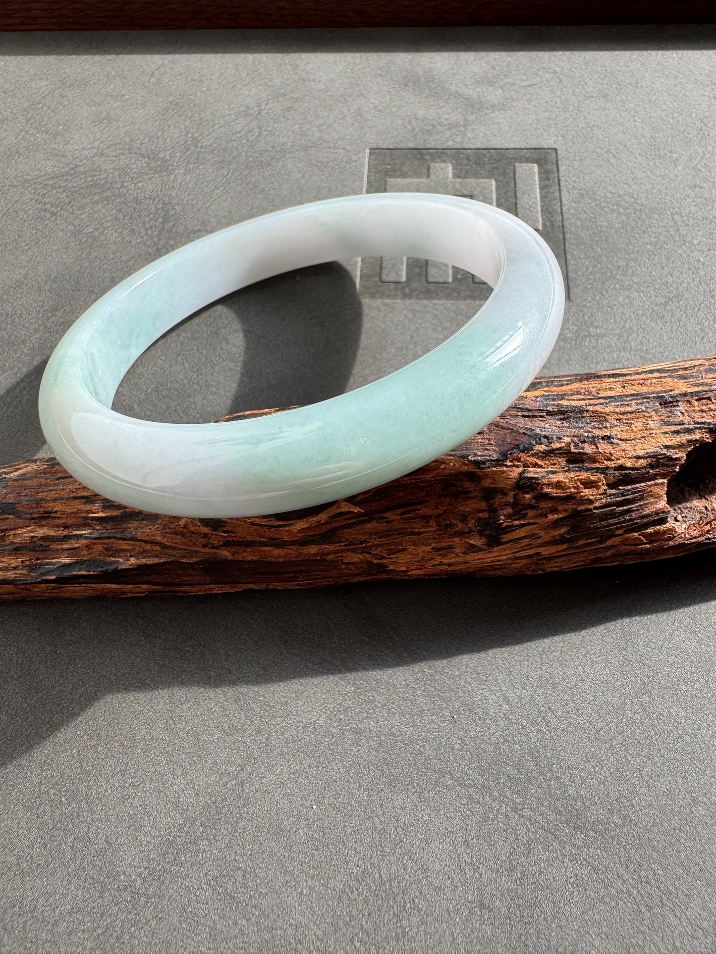 #0333 Bluish Green Jade Bangle Size 62.1