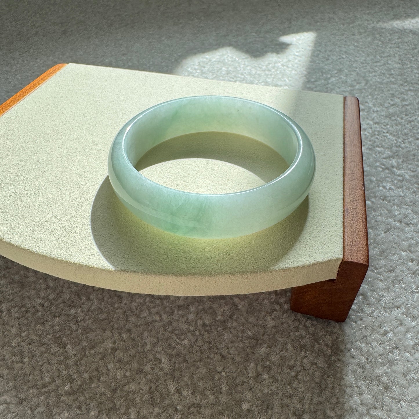 #0260 Icy Green Jade Bangle Size 55.8