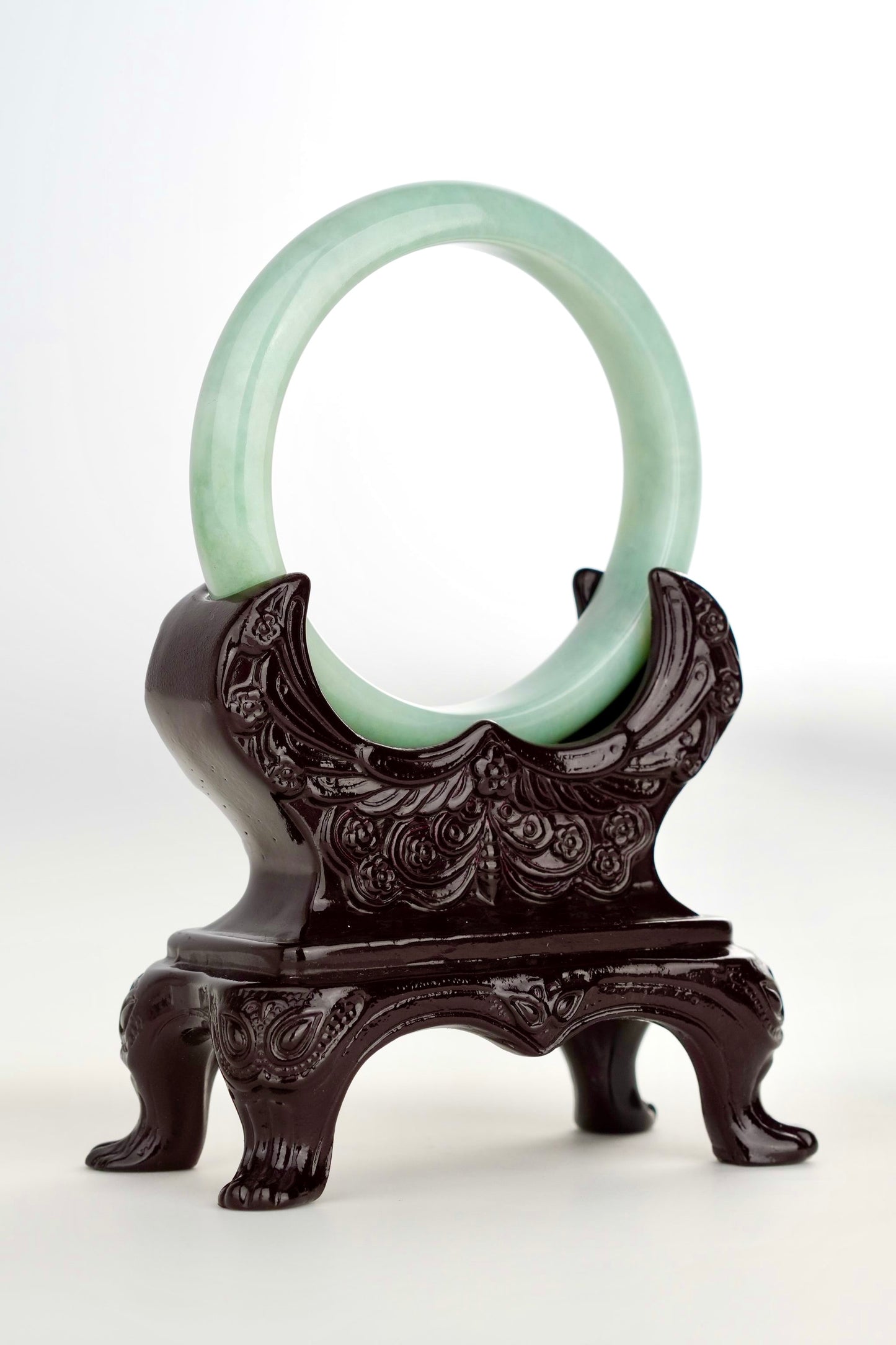 #0183 Lotus Green Jade Bangle Size 59