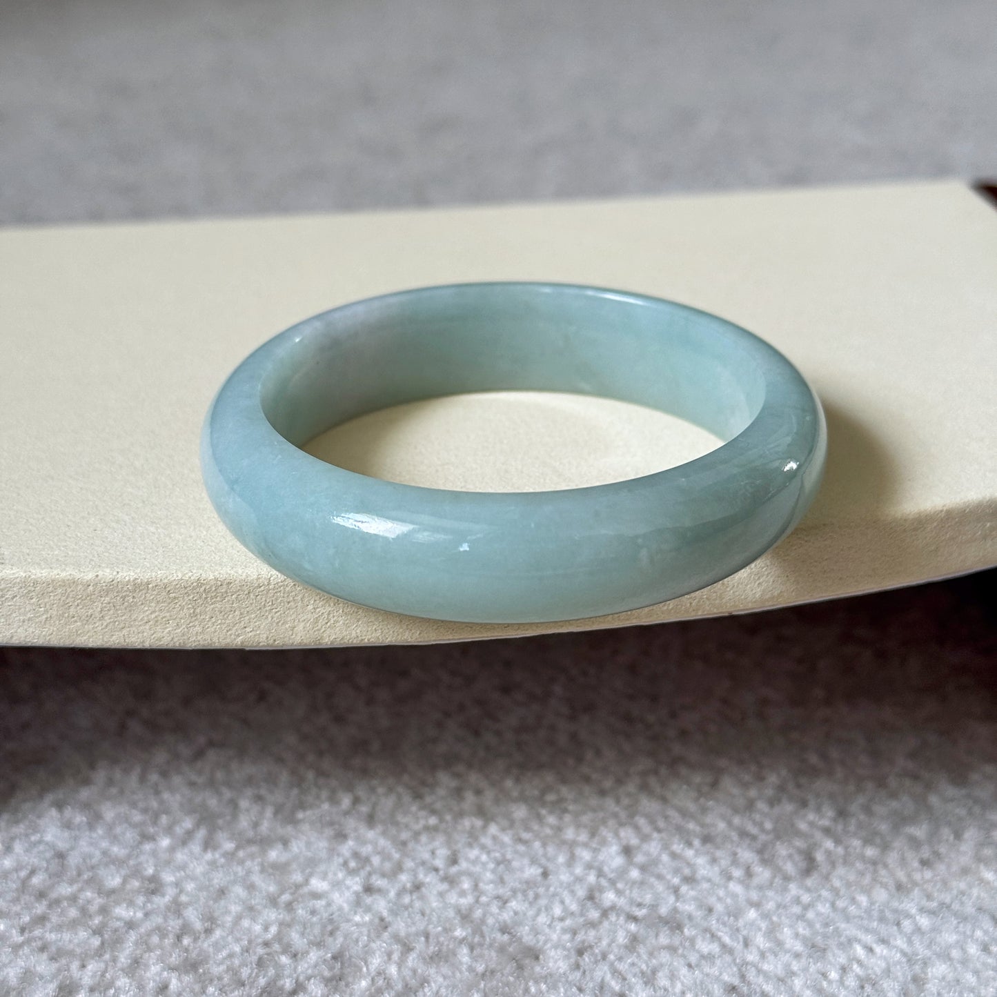 #0223 Icy Green Blue Jade Bangle Size 57.3