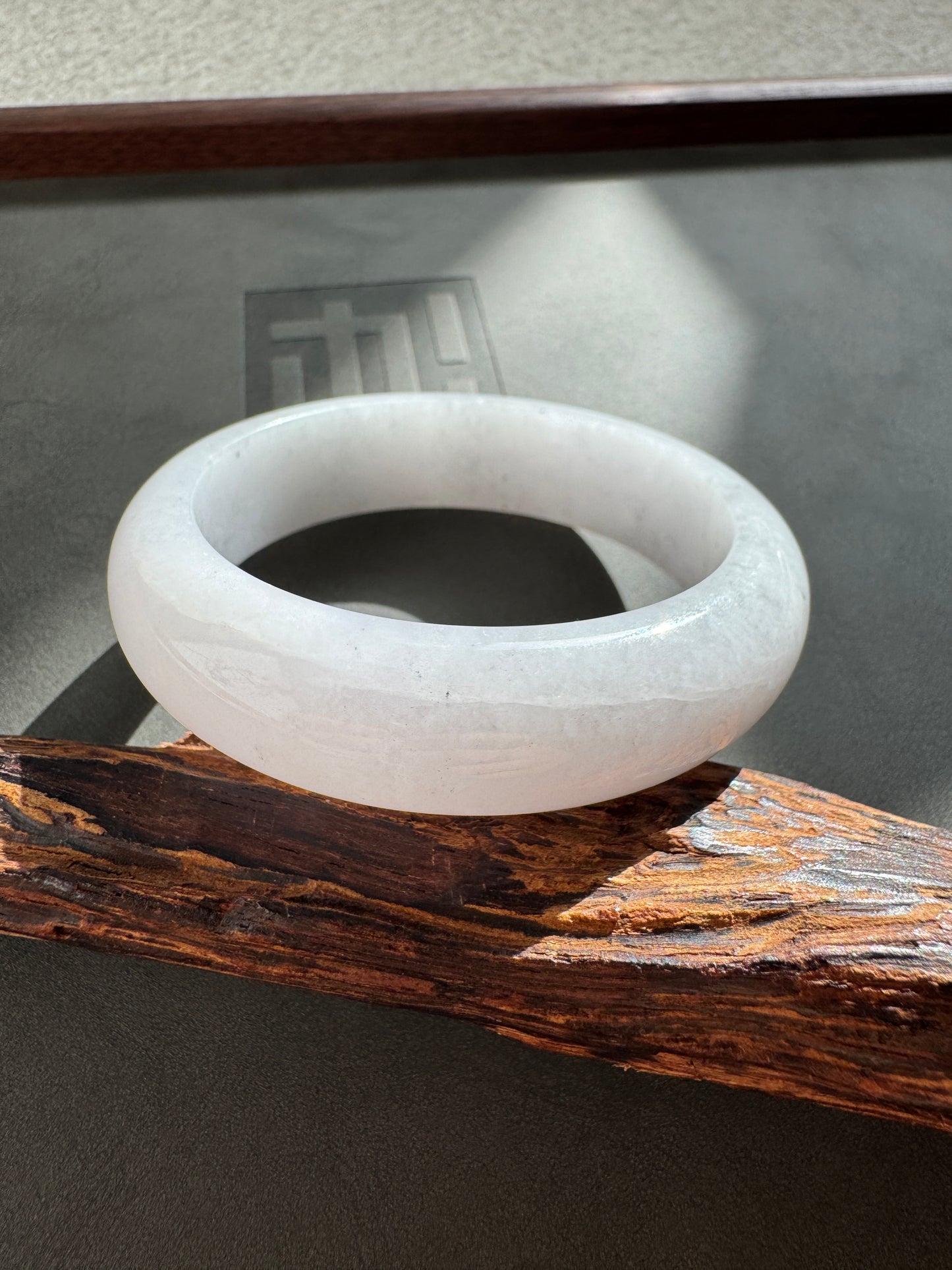 #0263 Icy Lavender Splash-Ink Jade Bangle Size 54.1
