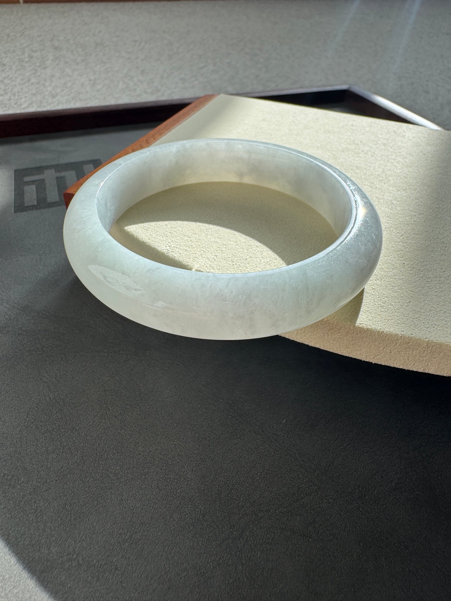 #0265 "Milky" Icy White Jade Bangle Size 58.2
