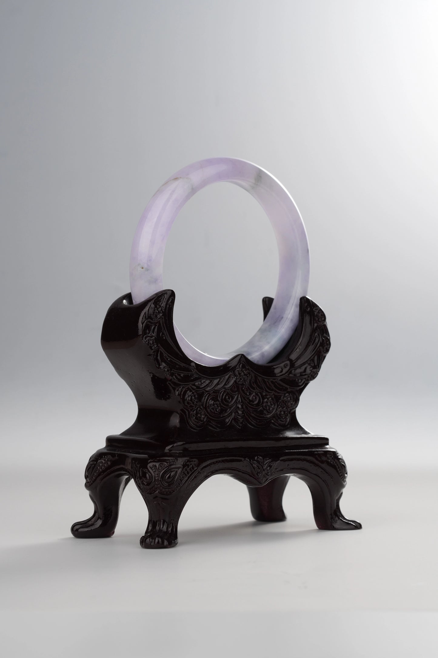 #0028 Icy Lavender Green Jadeite Jade Bangle Size 54.8
