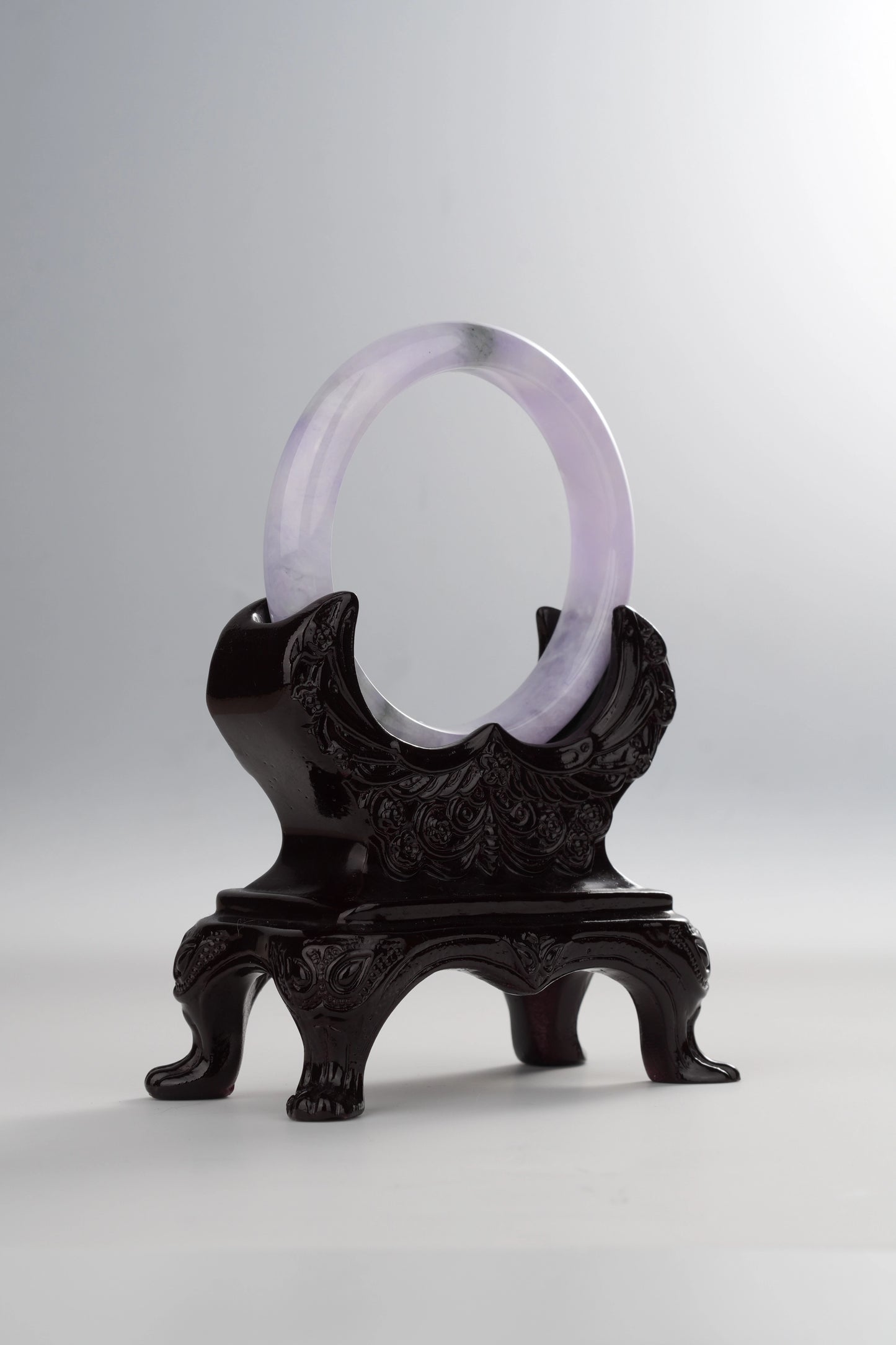 #0028 Icy Lavender Green Jadeite Jade Bangle Size 54.8