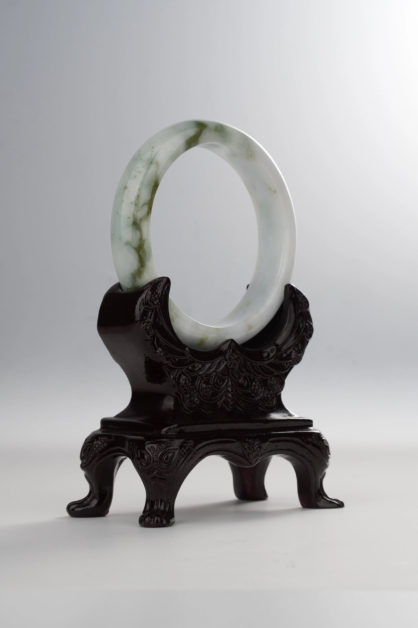 #0041 Yellow-Green White Jadeite Jade Bangle Size 58.6