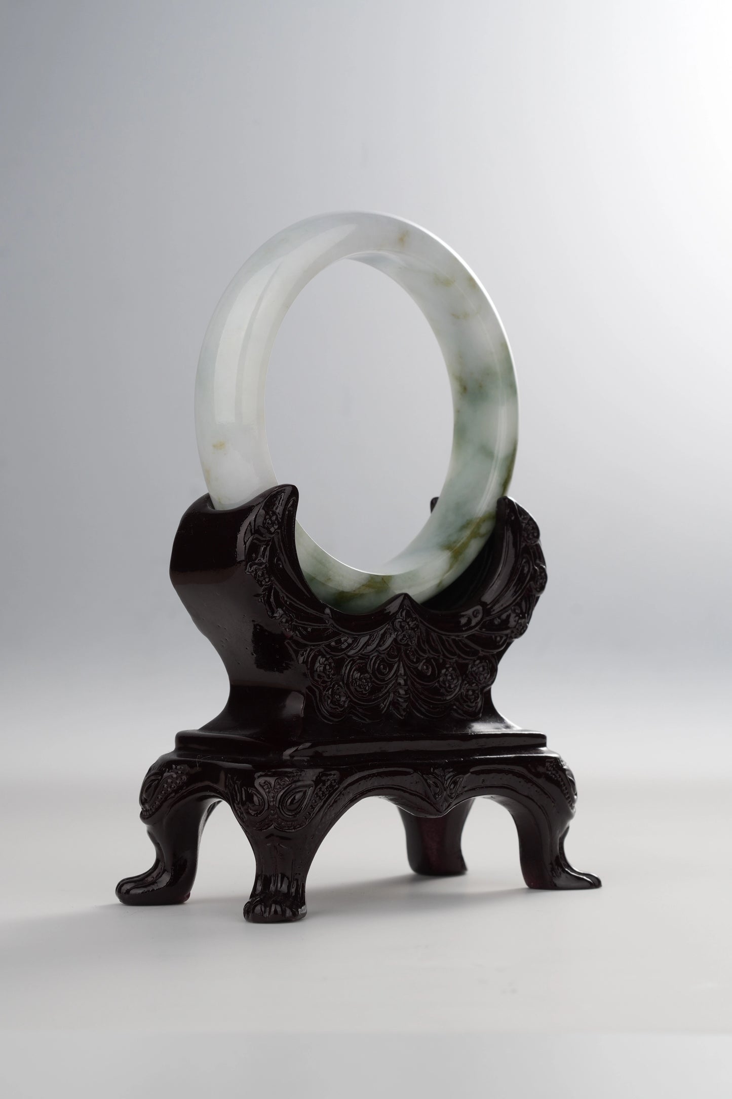 #0041 Yellow-Green White Jadeite Jade Bangle Size 58.6