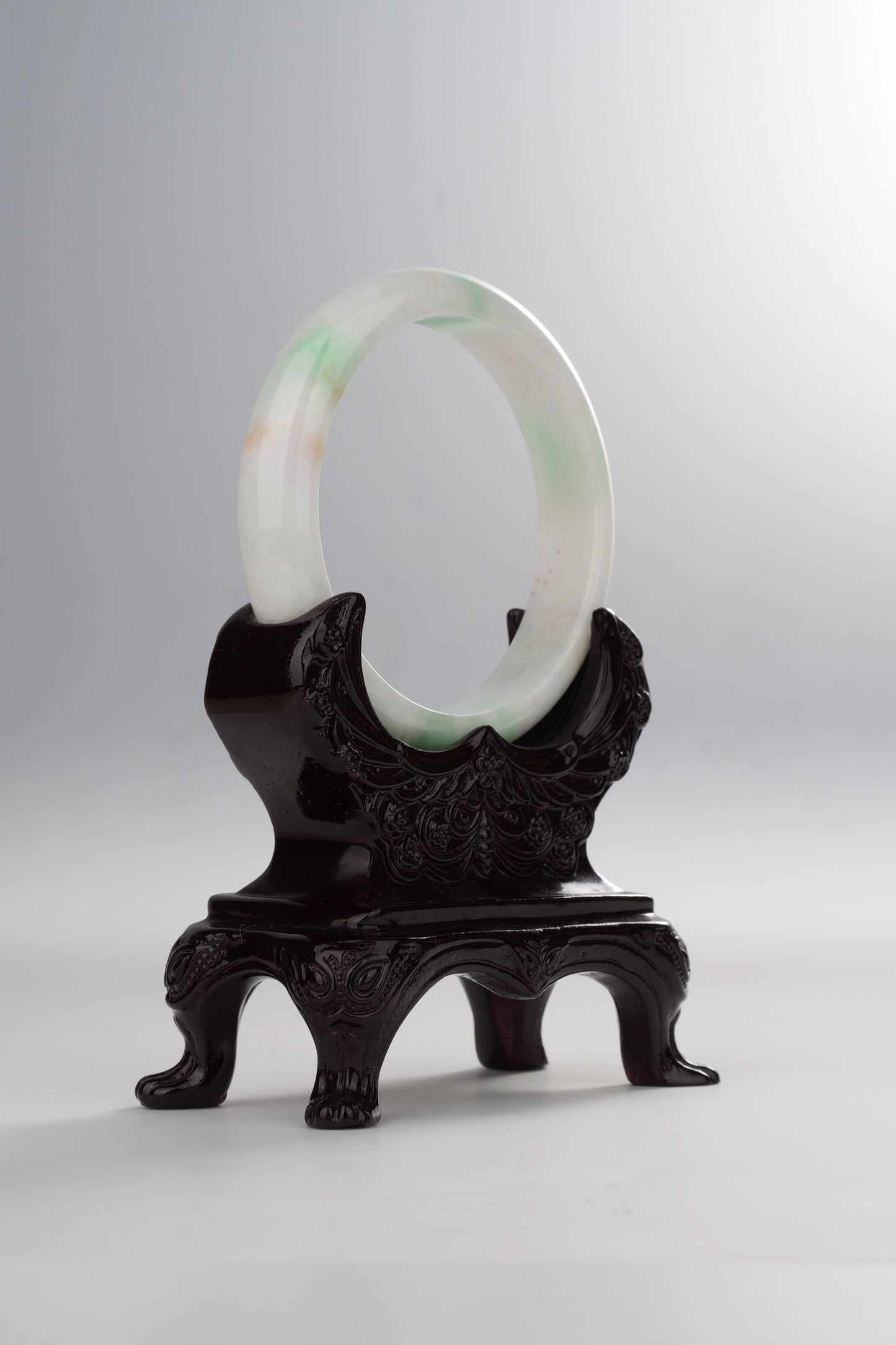 #0050 White Sun Green Yellow Jadeite Jade Bangle Size 60.5
