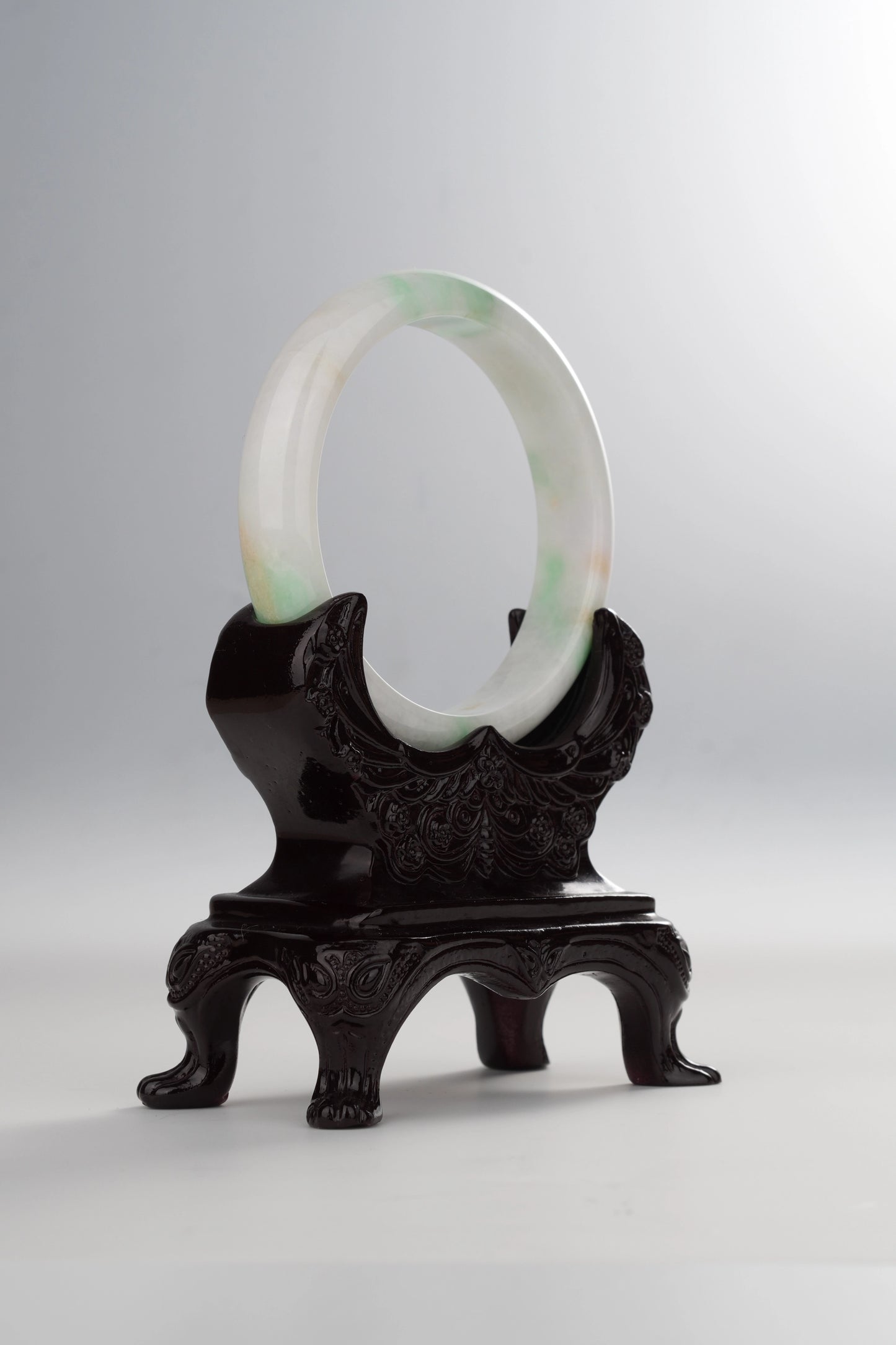 #0050 White Sun Green Yellow Jadeite Jade Bangle Size 60.5