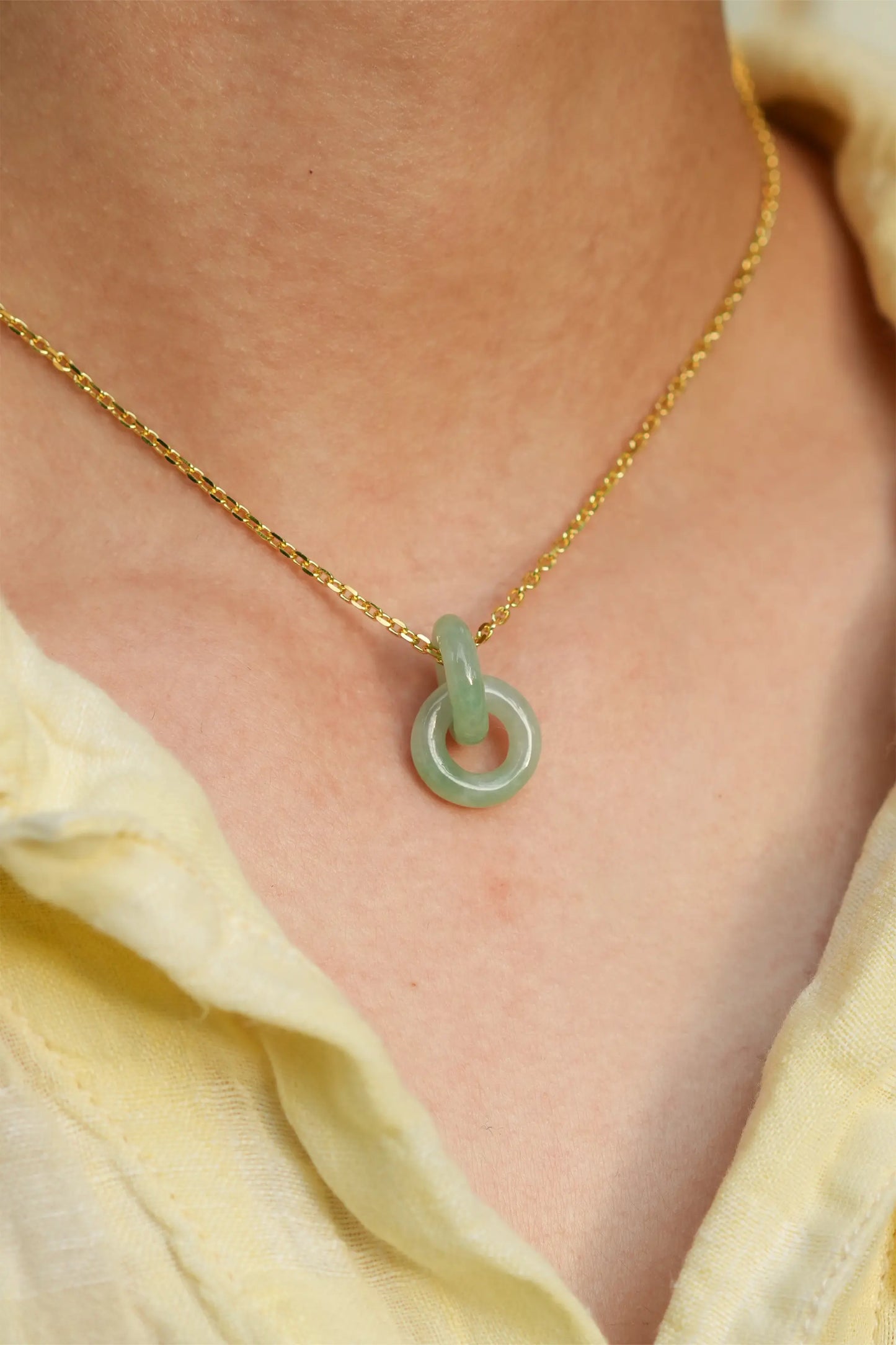 “Infinity” Icy Green Jade Pendant Necklace