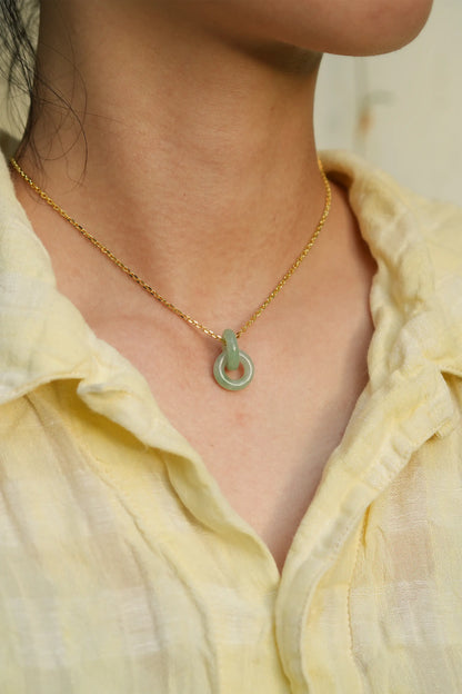 “Infinity” Icy Green Jade Pendant Necklace