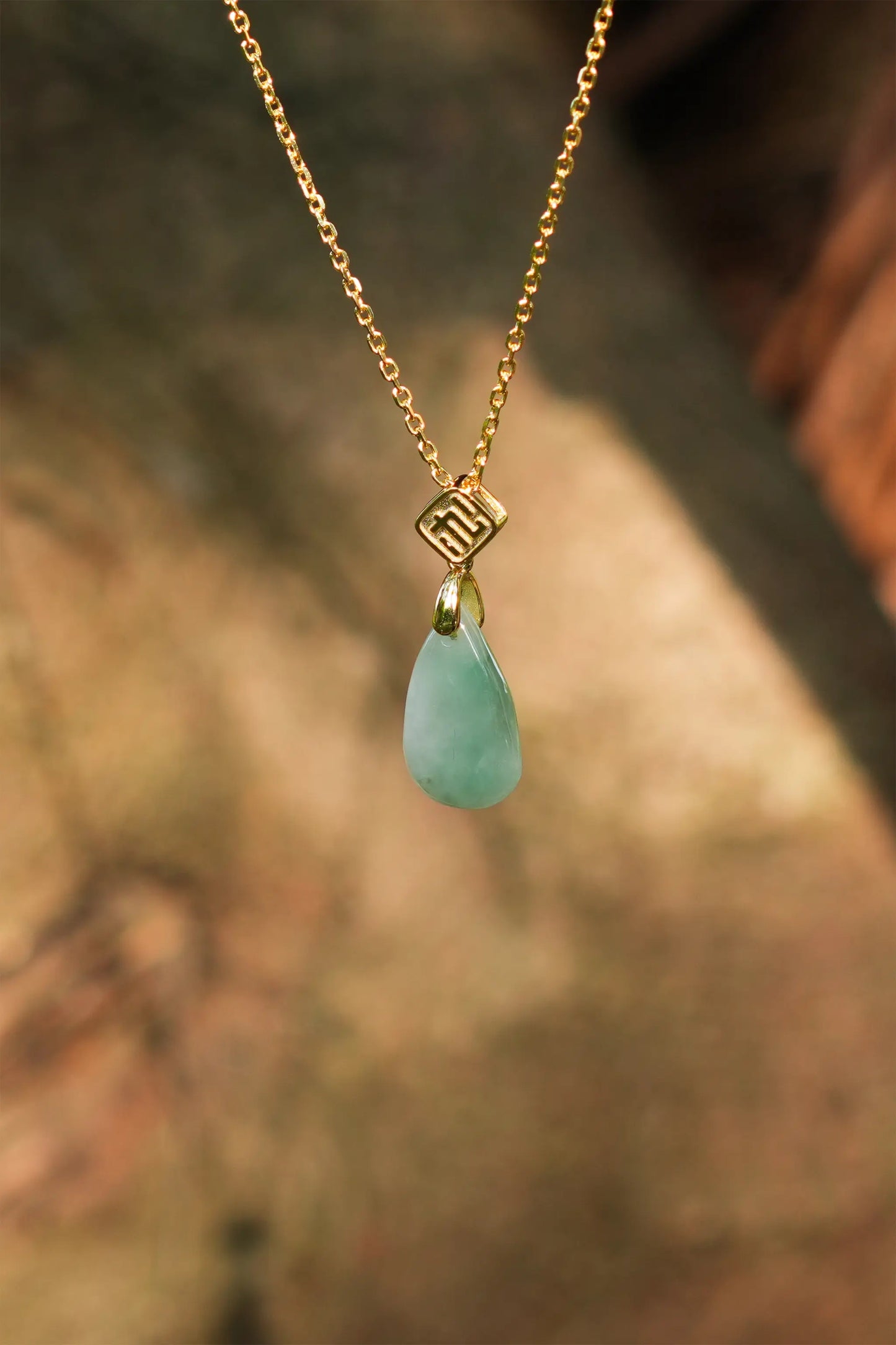 "Water Drop" Icy Light Green Jadeite Jade Pendant Necklace