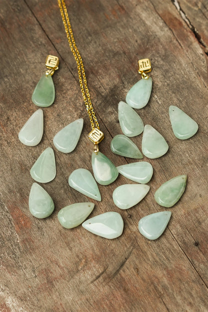 "Water Drop" Icy Light Green Jadeite Jade Pendant Necklace