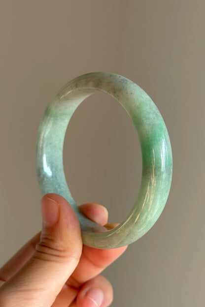 #0459 Icy Vivid Sun Green Ink Jade Bangle Size 57.3