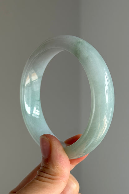 #0374 Icy Lotus Green Jade Bangle Size 57.2