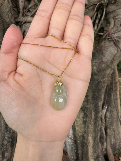 "Gourd" Highly Icy Yellow Jadeite Jade 18K Yellow Gold Pendant