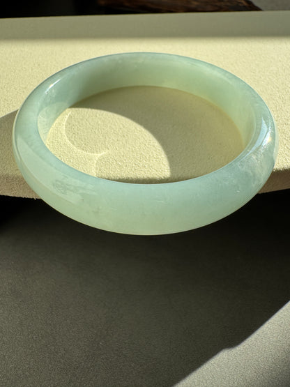 #0307 Baby Blue Green Jade Bangle Size 54.5