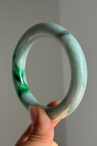 #0387 Bright Sun Green Jade Bangle Size 53.1 (fits up to 54.1)