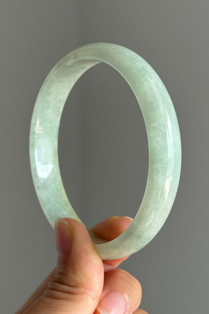 #0391 Icy Green Yellow Jade Bangle Size 62.7