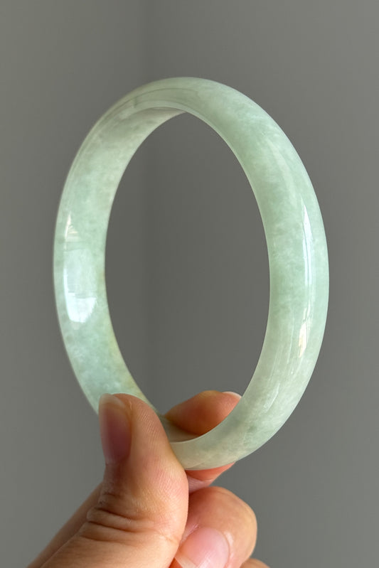#0391 Icy Green Yellow Jade Bangle Size 62.7