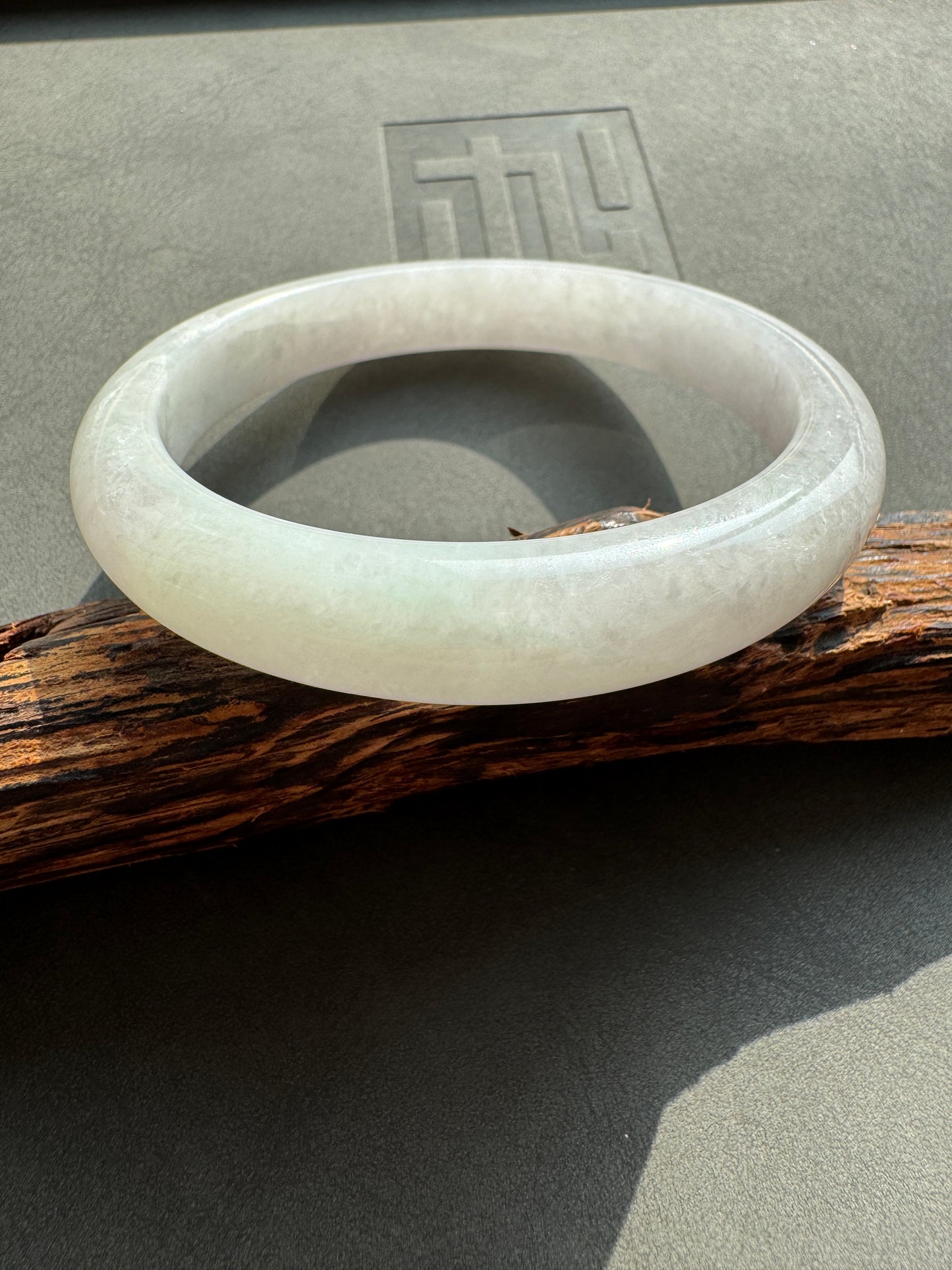 #0361 Icy White Light Color Jade Bangle Size 60
