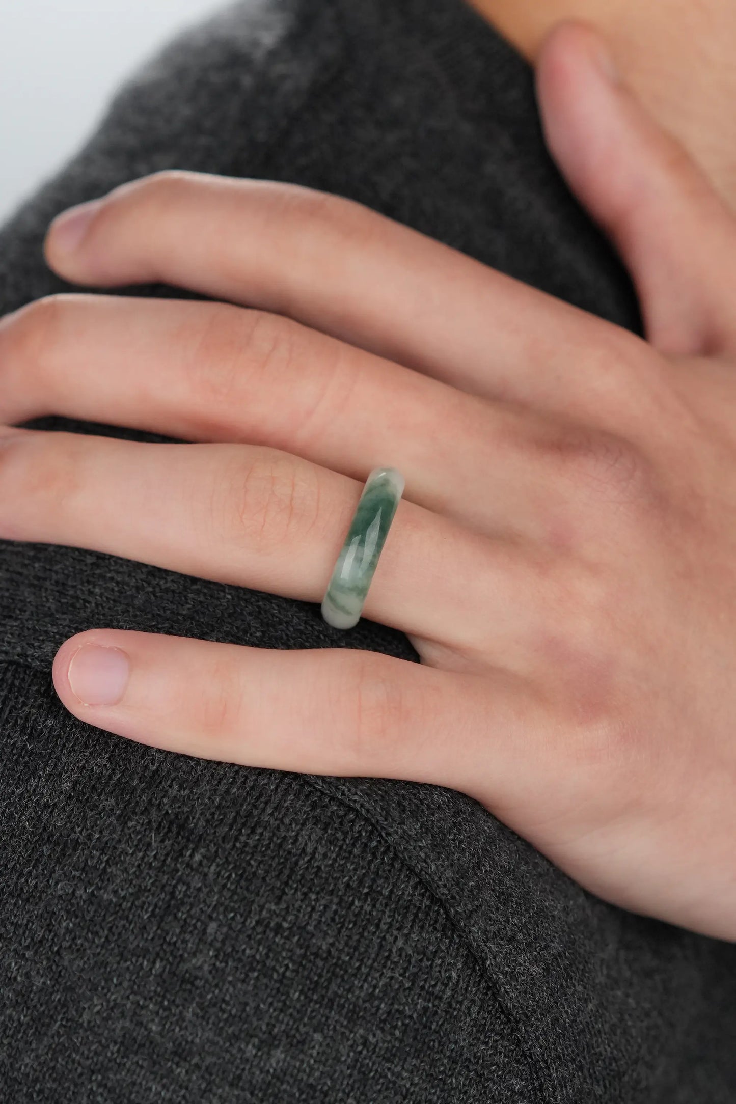 Mixed Blue and White Jadeite Jade Band Ring