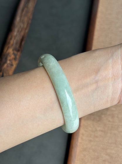 #0391 Icy Green Yellow Jade Bangle Size 62.7