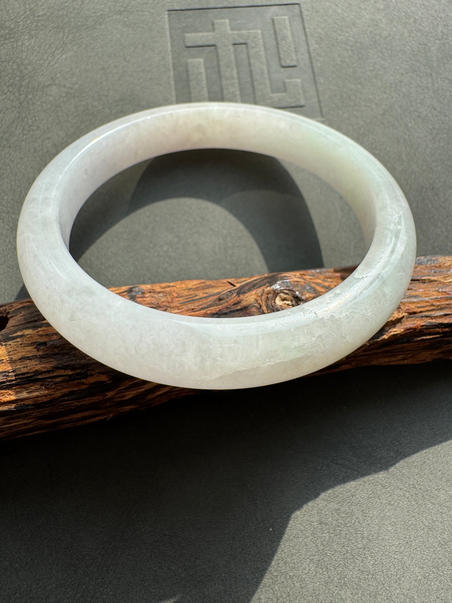 #0361 Icy White Light Color Jade Bangle Size 60