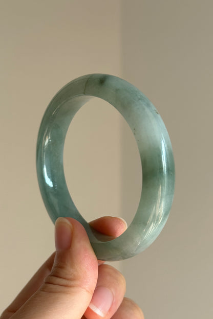 #0440 Icy Bluish Green Blue Water Jade Bangle Size 52.2