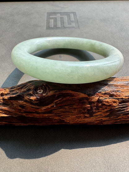 #0422 Icy Lotus Green Jade Bangle Size 56.3 (fits up to 57.3)