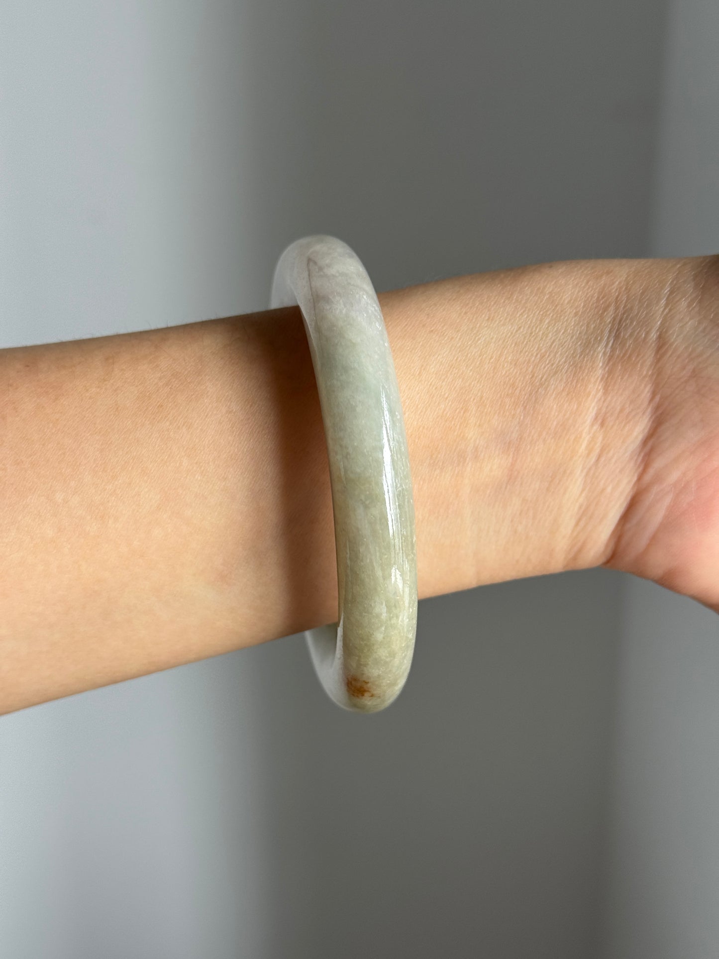 #0364 Yellowish Green Jade Bangle Size 56.2 (fits up to 57.2)