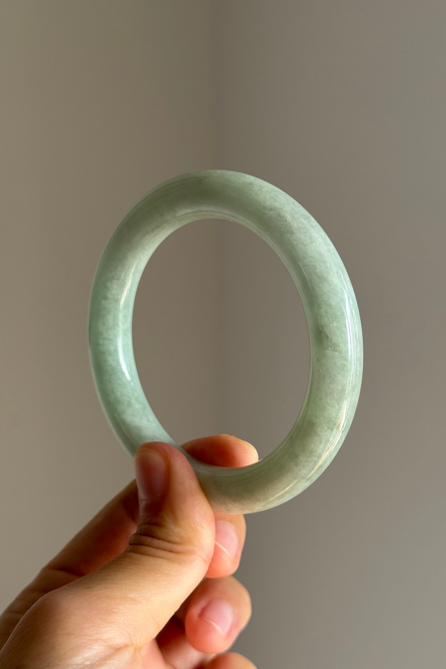 #0422 Icy Lotus Green Jade Bangle Size 56.3 (fits up to 57.3)