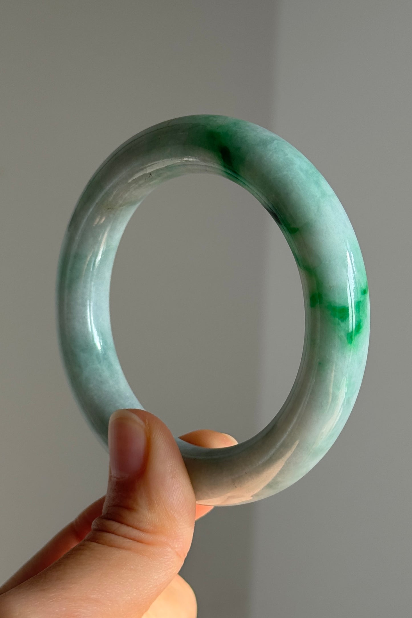#0387 Bright Sun Green Jade Bangle Size 53.1 (fits up to 54.1)