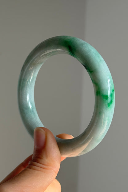 #0387 Bright Sun Green Jade Bangle Size 53.1 (fits up to 54.1)