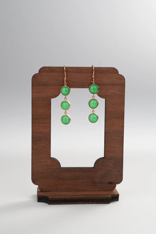 Bright Green Jadeite Jade 18K Rose Gold Earrings