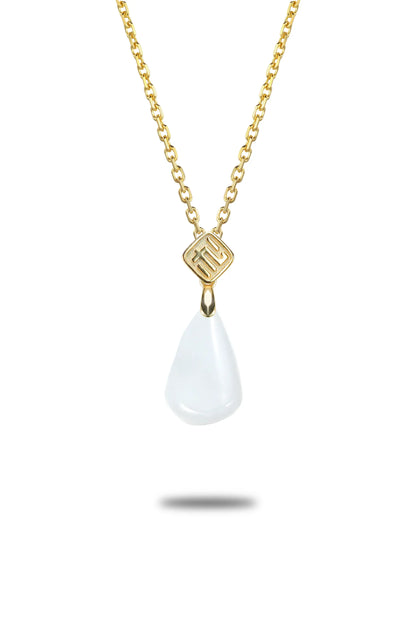 "Water Drop" White Jadeite Jade Pendant Necklace