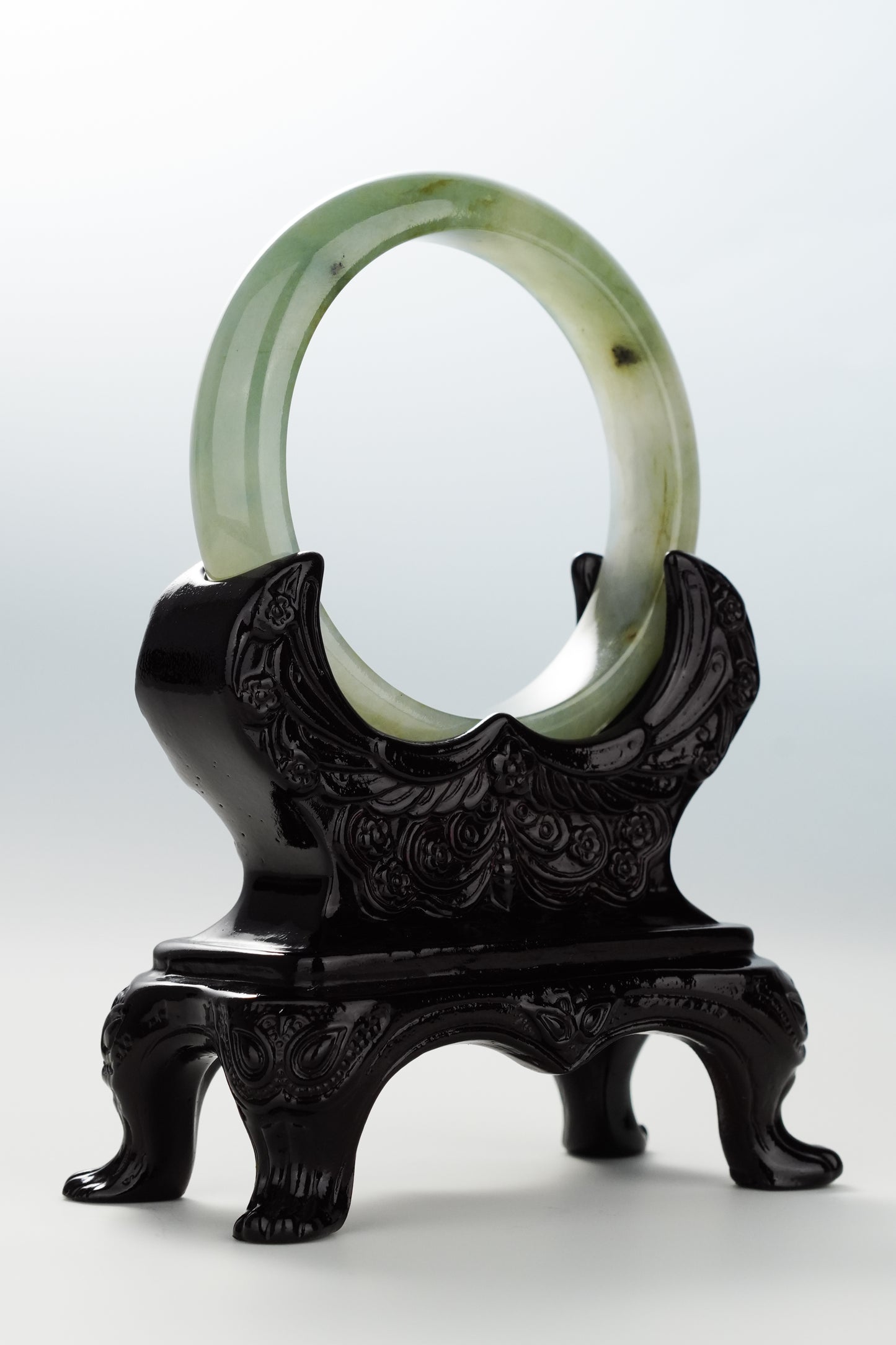 #0053 Icy Olive Green Jadeite Jade Bangle Size 56.3