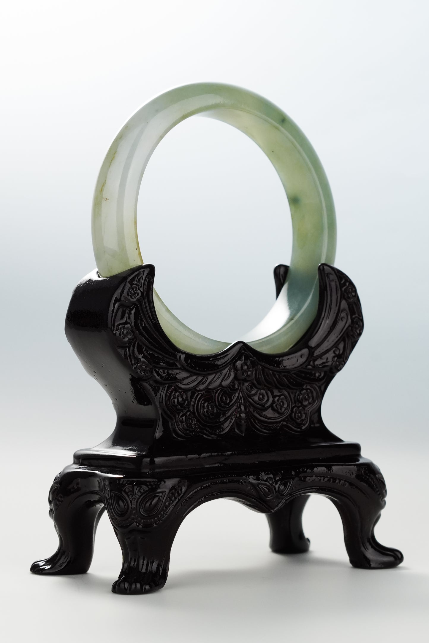 #0053 Icy Olive Green Jadeite Jade Bangle Size 56.3
