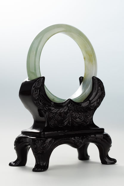 #0053 Icy Olive Green Jadeite Jade Bangle Size 56.3