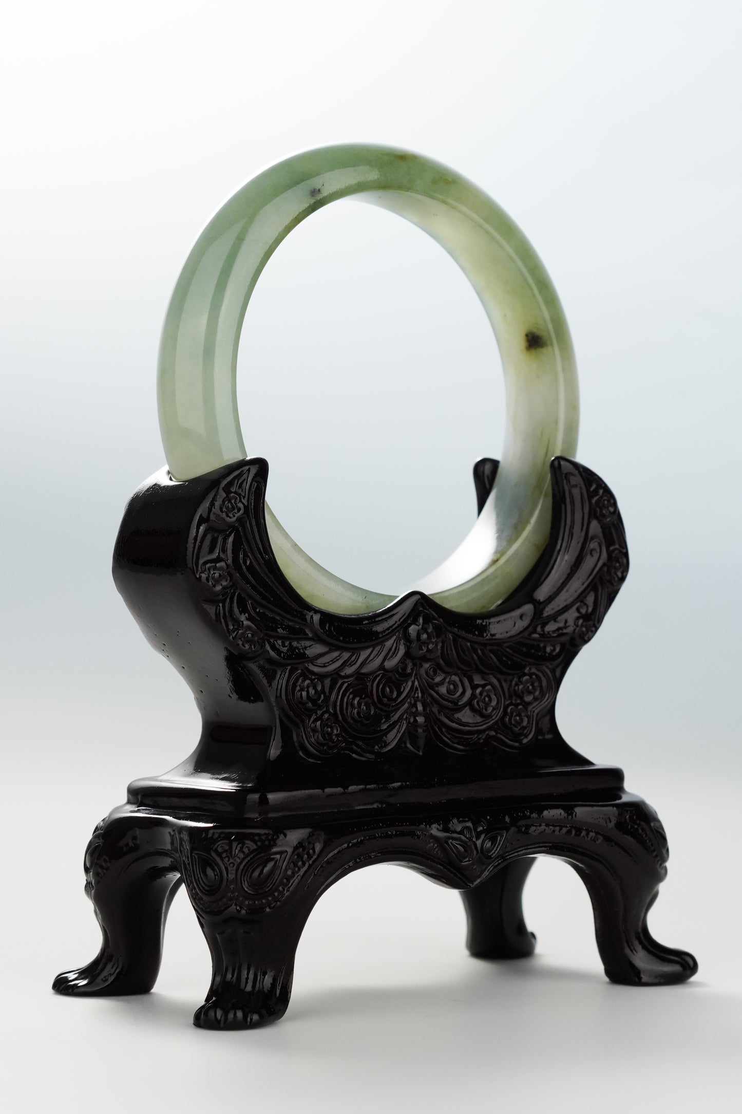 #0053 Icy Olive Green Jadeite Jade Bangle Size 56.3