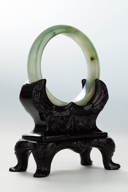 #0053 Icy Olive Green Jadeite Jade Bangle Size 56.3