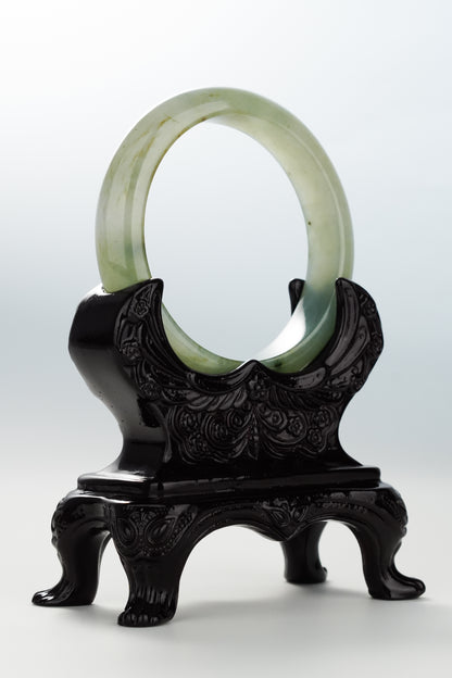 #0053 Icy Olive Green Jadeite Jade Bangle Size 56.3