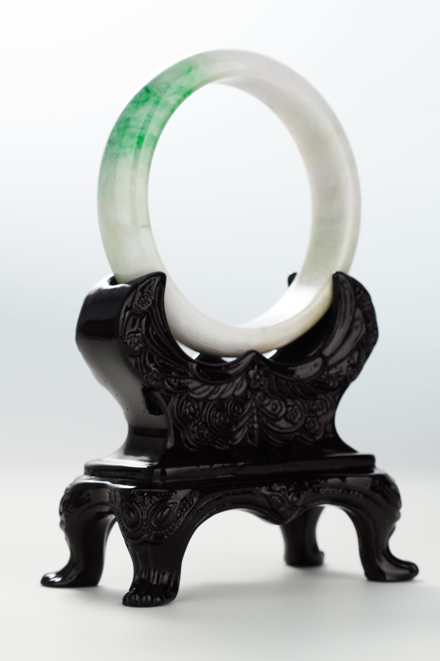 #0068 Sun Green White Yellow Jadeite Jade Bangle Size 59.6