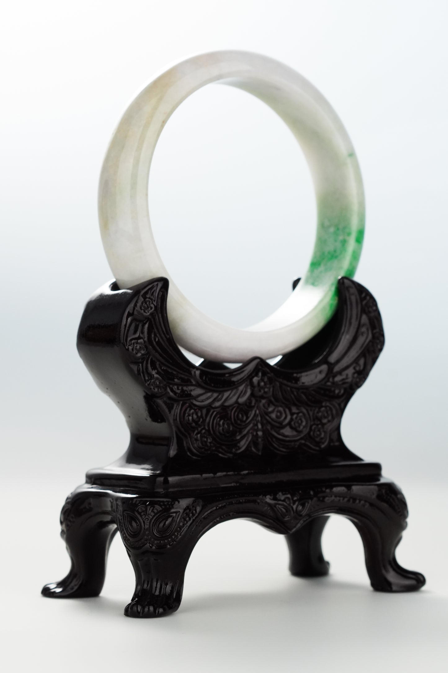 #0068 Sun Green White Yellow Jadeite Jade Bangle Size 59.6