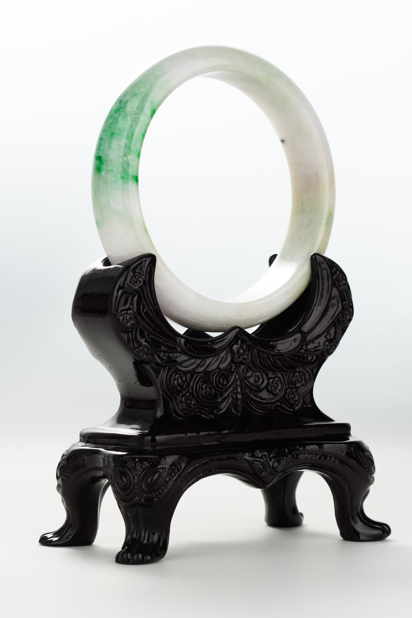 #0068 Sun Green White Yellow Jadeite Jade Bangle Size 59.6