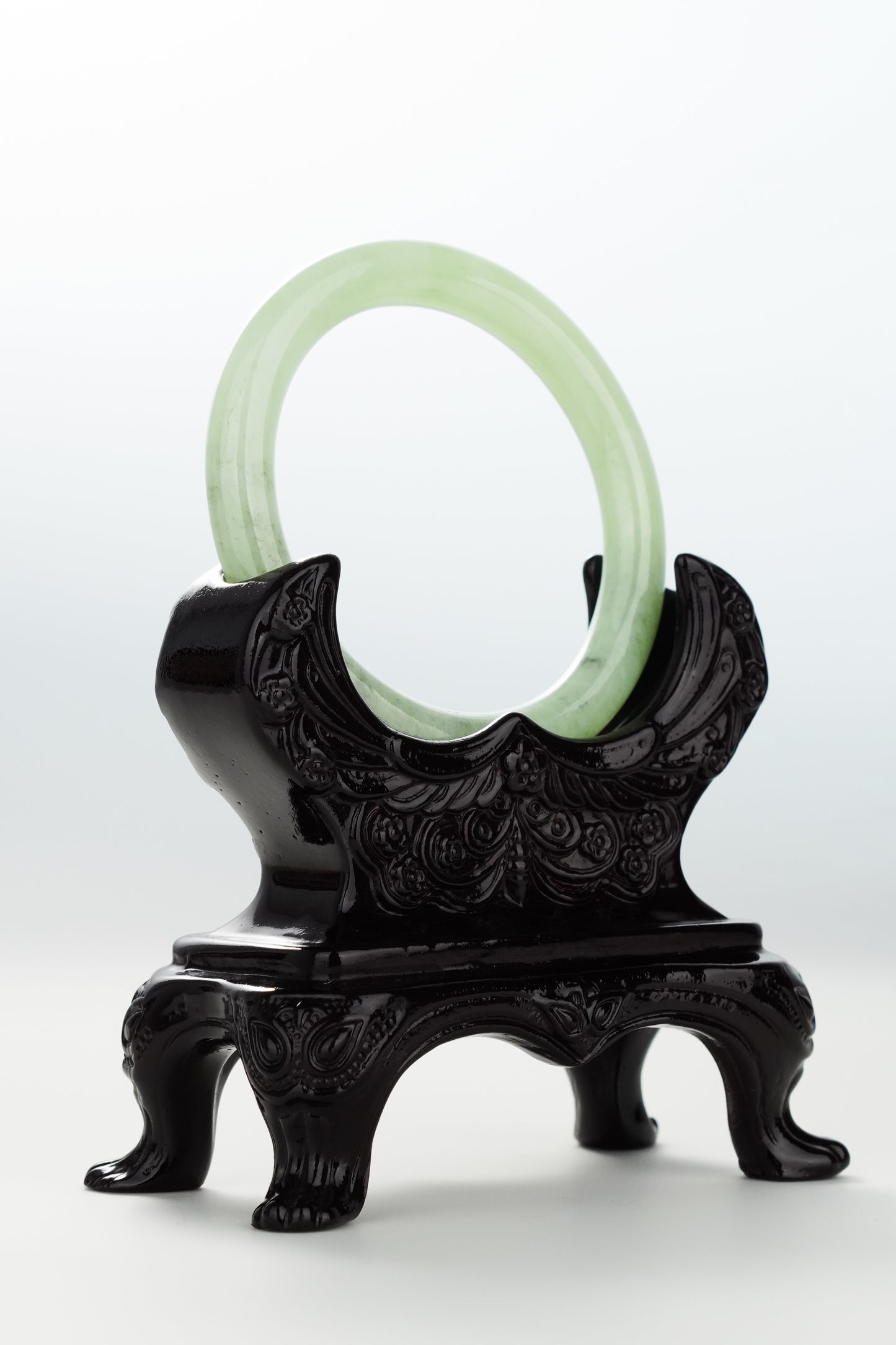 #0071 Icy Lotus Green Jadeite Jade Bangle Size 51.2 (fits up to 53)